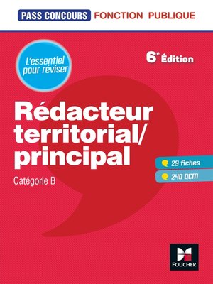 cover image of Pass'Concours--Rédacteur territorial/principal--Cat B--Révision et entraînement